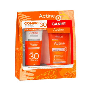 Kit Protetor Solar Facial Darrow Actine FPS30 Sem Cor  40g + Gel de Limpeza Darrow Actine 40g