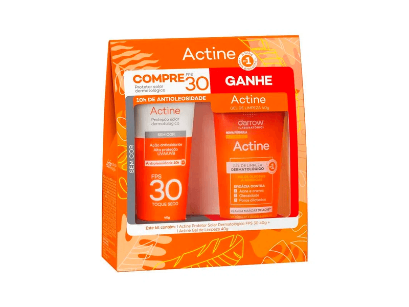 Kit-Protetor-Solar-Facial-Darrow-Actine-FPS30-Sem-Cor--40g---Gel-de-Limpeza-Darrow-Actine-40g