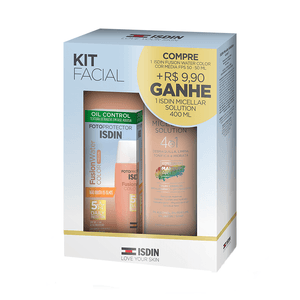 Kit Protetor Solar Facial Isdin FotoProtector Fusion Water FPS50 Cor Média 50ml + Isdin Micellar Solution 400ml