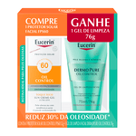 Kit-Protetor-Solar-Facial-Eucerin-Sun-Oil-Control-FPS60-50ml---Gel-de-Limpeza-Facial-Eucerin-DermoPure-Oil-Control-75ml