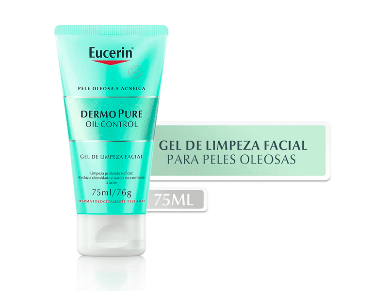 Kit-Protetor-Solar-Facial-Eucerin-Sun-Oil-Control-FPS60-50ml---Gel-de-Limpeza-Facial-Eucerin-DermoPure-Oil-Control-75ml
