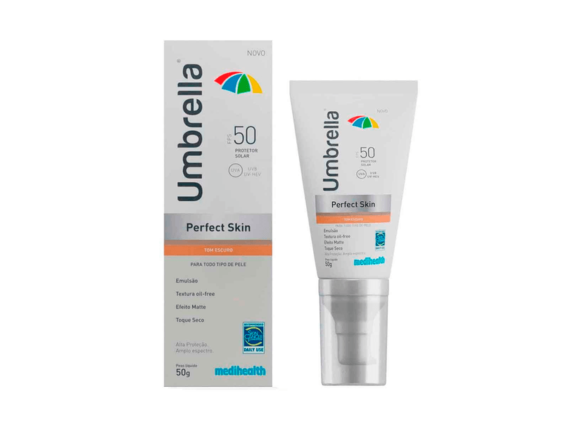 Protetor-Solar-Facial-Umbrella-Perfect-Skin-FPS50-Tom-Escuro-50g