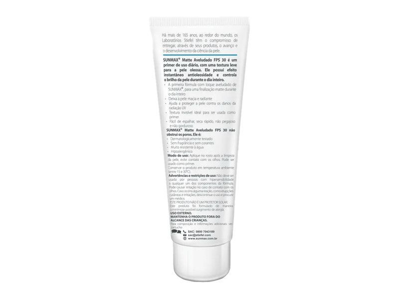 Primer-Diario-Sunmax-Matte-Aveludado-FPS30-Gel-Creme-50g