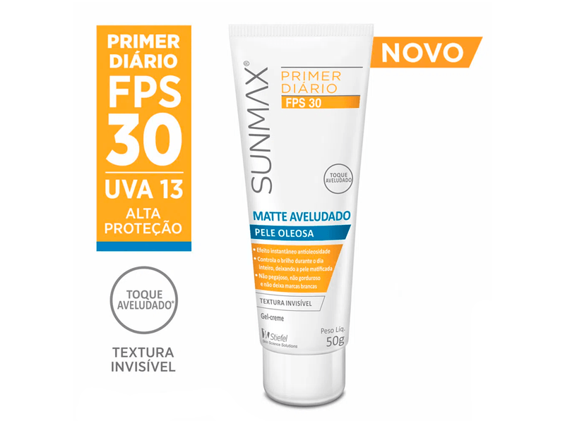 Primer-Diario-Sunmax-Matte-Aveludado-FPS30-Gel-Creme-50g