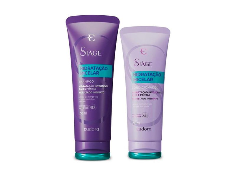 Kit Shampoo Eudora Siàge Hidratação Micelar 250ml + Condicionador 200ml