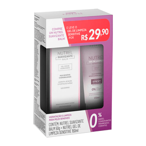 Kit Gel Creme Hidratante Nutrel Balm Suavizante 50g + Gel de Limpeza Facial Nutrel Sensitive 150ml