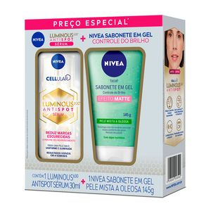 Kit Sérum Nivea Luminous 630° Antispot 30ml + Sabonete em Gel Nivea Efeito Matte 145g