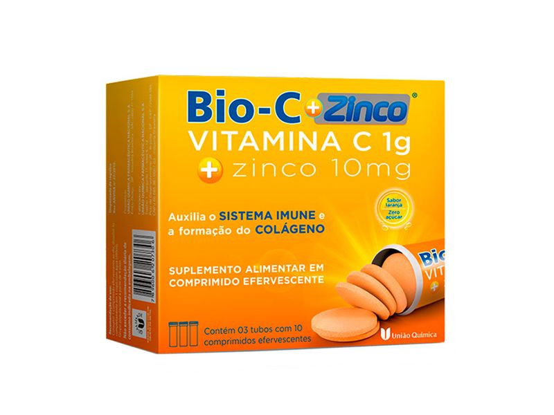 Suplemento-Alimentar-Bio-C---Zinco-Sabor-Laranja-30-Comprimidos-Efervescentes