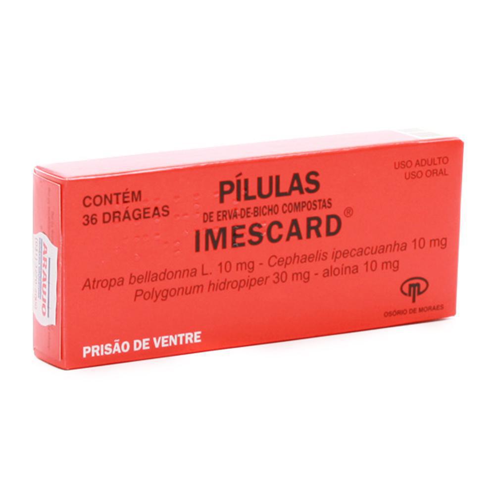 Pílulas Imescard 10 + 10 + 10 + 30mg caixa com 36 drágeas
