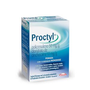 Proctyl pomada 10 bisnagas com 3g + 10 aplicadores descartáveis