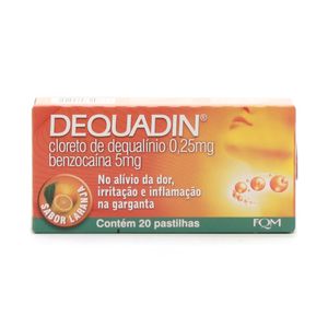 Dequadin 025 + 5mg caixa com 20 pastilhas sabor laranja