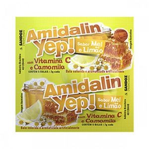 Amidalin Yep! 1 sachê contendo 5 balas sabor mel e limão
