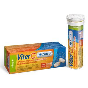 Suplemento Alimentar Viter C + Zinco Sabor Laranja 10 Comprimidos Efervescentes