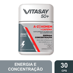 Suplemento-Alimentar-Vitasay-50--Homem-A-Z---Cafeina-30--Comprimidos-Revestidos