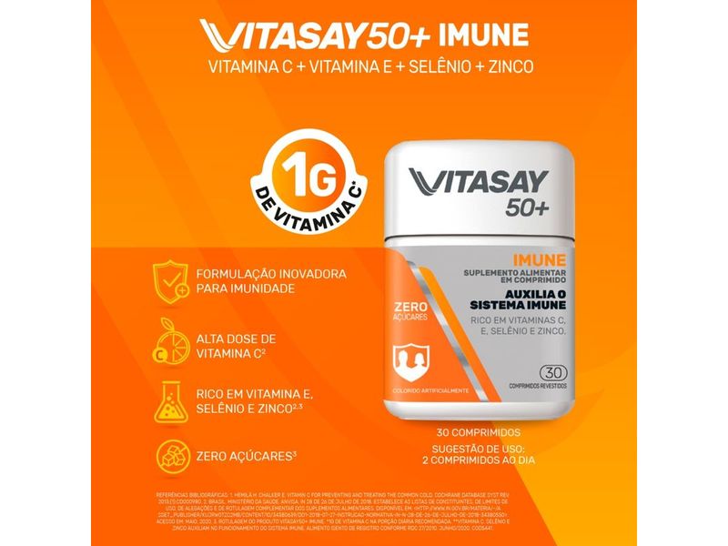 Suplemento-Alimentar-Vitasay-50--Imune-30-Comprimidos-Revestidos