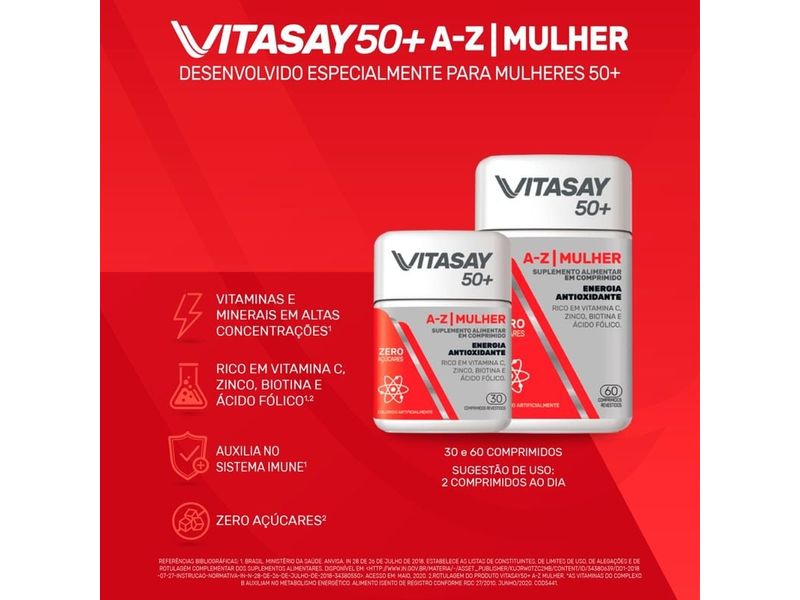 Suplemento-Alimentar-Vitasay-50--A-Z-Mulher-30-Comprimidos-Revestidos