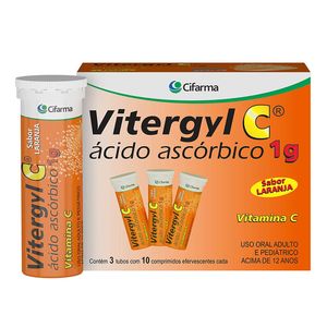 Vitergyl C 1g Sabor Laranja 30 Comprimidos Efervescentes