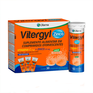 Suplemento Alimentar Vitergyl Zinco 1g 30 Comprimidos Efervescentes