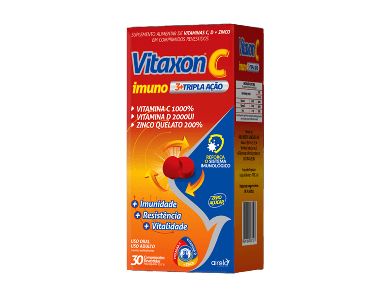 Suplemento-Alimentar-Vitaxon-C-Imuno-Tripla-Acao-30-Comprimidos-Revestidos