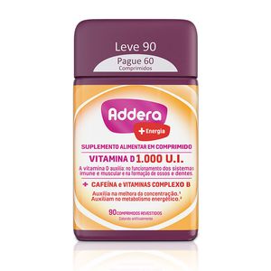 Suplemento Alimentar Addera + Energia Vitamina D 1.000 U.I. 90 Comprimidos Revestidos