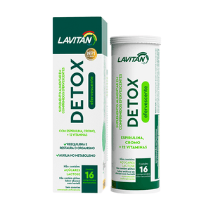 Suplemento Alimentar Detox Lavitan Sabor Abacaxi com Hortelã 16 Comprimidos Efervescente