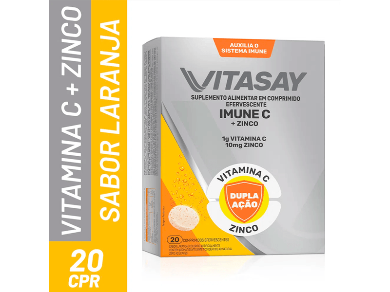 Suplemento-Alimentar-Vitasay-Imune-C---Zinco-Sabor-Laranja-20-Comprimidos-Efervescentes
