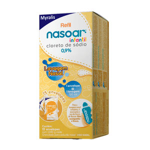 Refil Nasoar Infantil 0,9% Granulado Para Solução Nasal 15 Envelopes