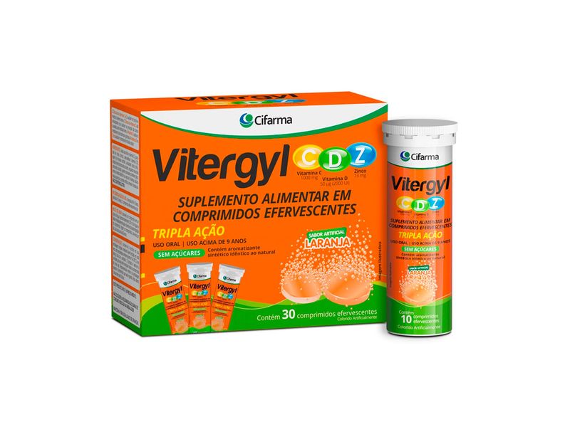 Suplemento-Alimentar-Vitergyl-CDZ-Tripla-Acao-Sabor-Laranja-30-Comprimidos-Efervescentes