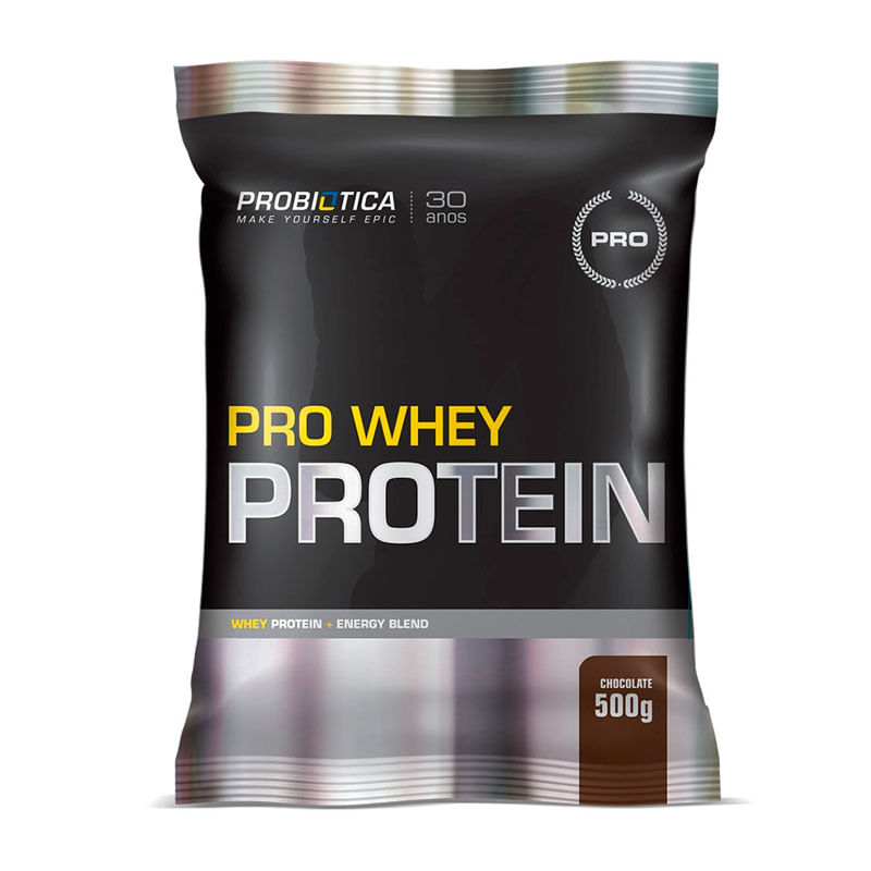 Embalagem do Suplemento Alimentar Pro Whey Protein Probiótica Chocolate 500g