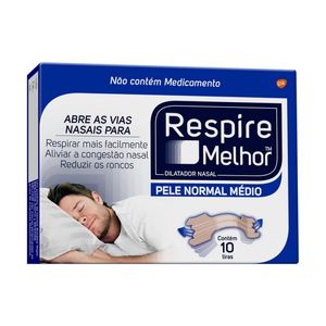 Dilatador Nasal Respire Melhor Pele Normal Tamanho Médio 10 Tiras