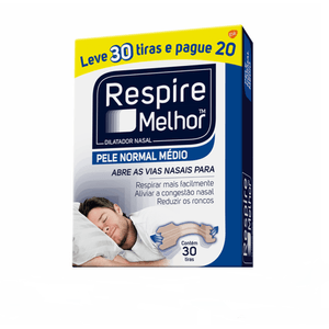 Dilatador Nasal Respire Melhor Pele Normal Tamanho Médio 30 Tiras