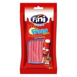 Balas Fini Regaliz Sour Tubes Ácido Sabor Morango 80g