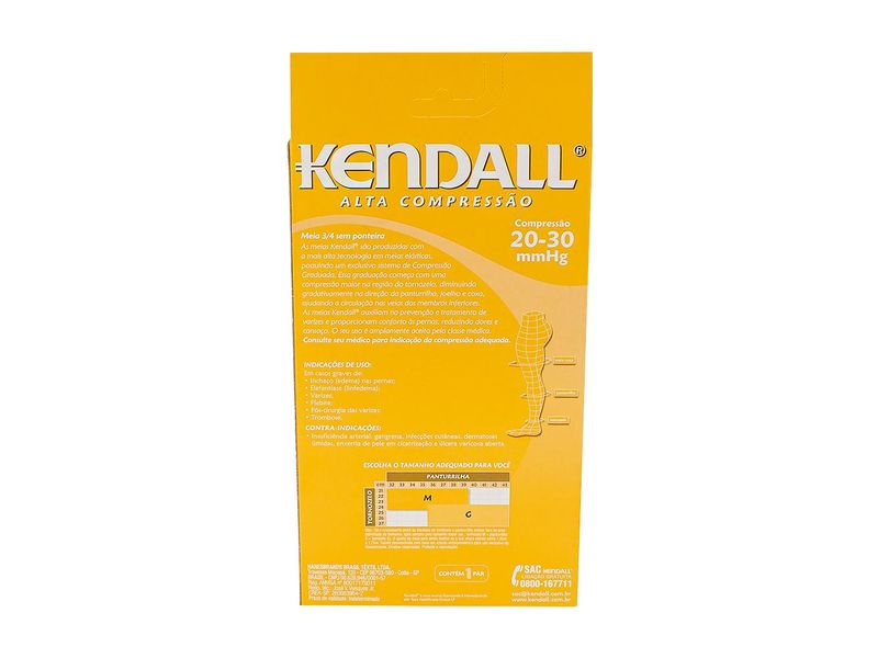 Meia Alta Compressão 3/4 Kendall Feminina Ponteira Aberta G Mel