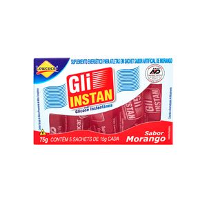 Bala Líquida Gli-Instan Sabor Morango com Glicose Instantânea 5 Sachês 15g Cada