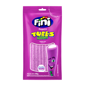Balas Fini Regaliz Ácido Tubes Sabor Uva 80g