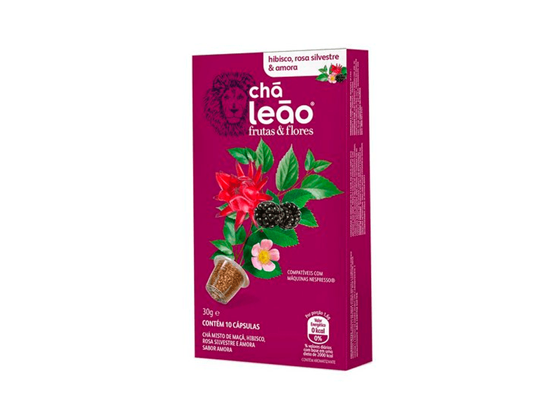 Cha-Leao-Frutas-e-Flores-Sabor-Hibisco-Rosa-Silvestre-e-Amora-30g-com-10-Capsulas