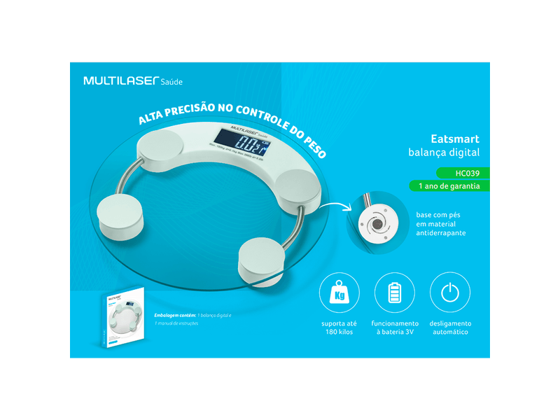 Balanca-Digital-Multilaser-Eatsmart-Lcd-Branca-Hc