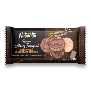 Biscoito de Arroz Naturatta Cobertura Chocolate Amargo 16g