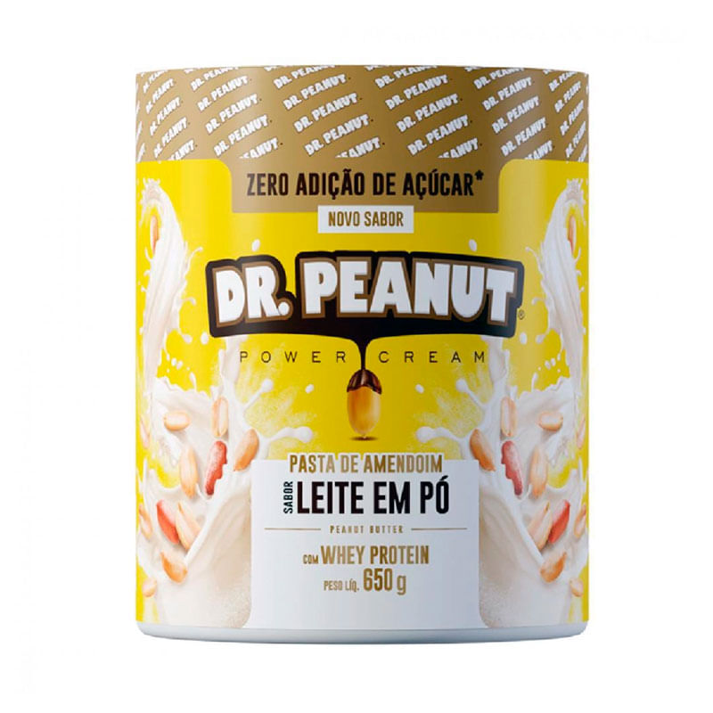 Embalagem do Pasta De Amendoim Dr Peanut Leite em Pó Com Whey Protein 650g