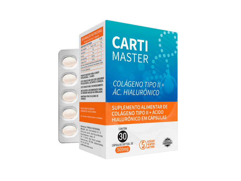 Suplemento-Alimentar-Carti-Master-Colageno-Tipo-II---Acido-Hialuronico-60-Capsulas-Softgel