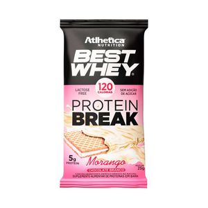 Best Whey Protein Break Atlhetica Nutrition Sabor Morango com Cobertura Chocolate Branco 25g