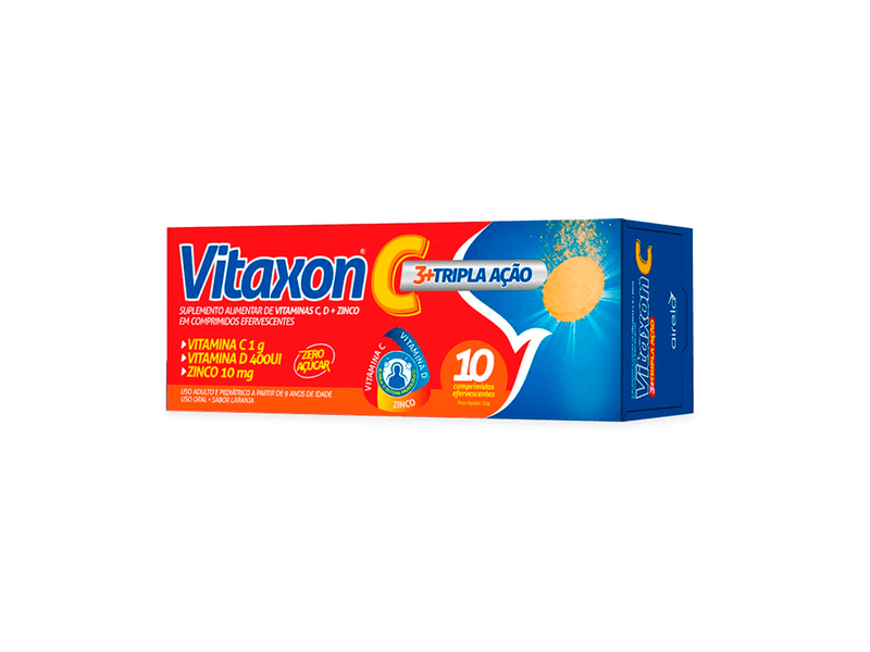 Suplemento-Alimentar-Vitaxon-C-Tripla-Acao-Sabor-Laranja-10-Comprimidos-Efervescentes