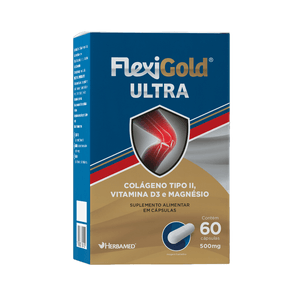 Supra FlexiGold 500mg Herbamed Colágeno Tipo II, Vitamina D3 e Magnésio 60 Cápsulas