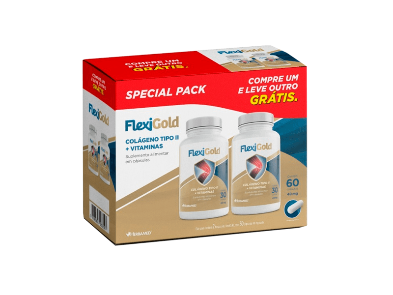 Flexigold-40mg-Herbamed-Colageno-tipo-II---Vitaminas-60-Capsulas