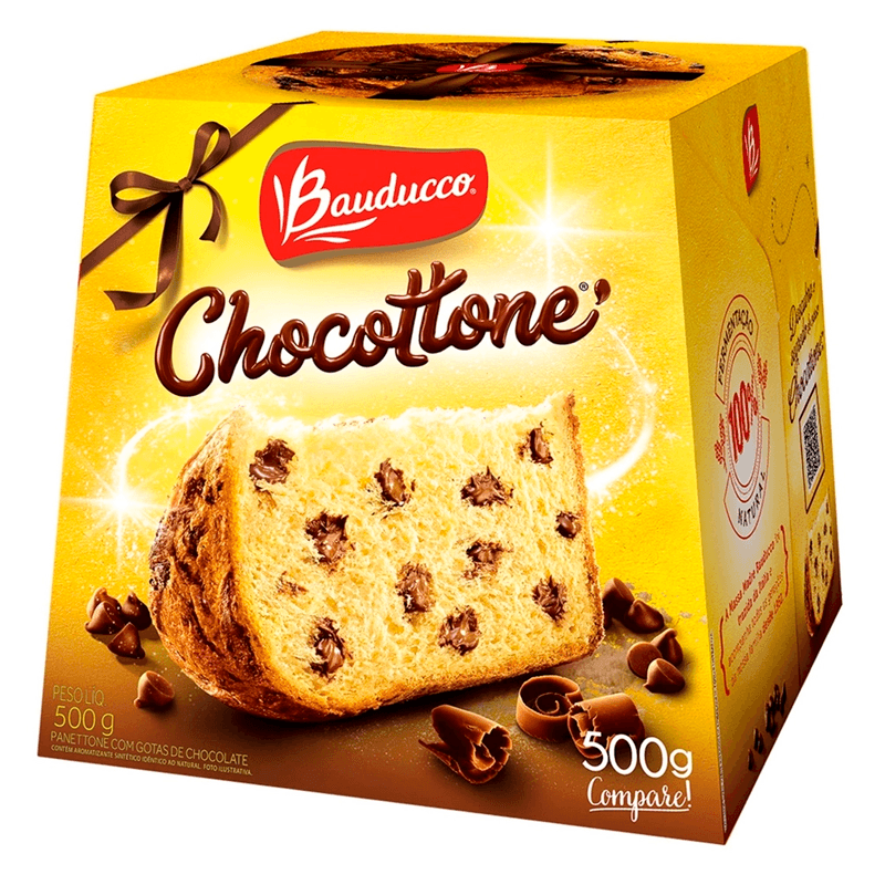 Panettone Com Gotas De Chocolate Bauducco Chocottone Caixa 500g