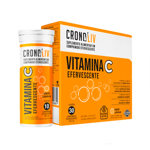 Suplemento Alimentar Cronoliv Vitamina C Sabor Laranja 30 Comprimidos Efervescentes