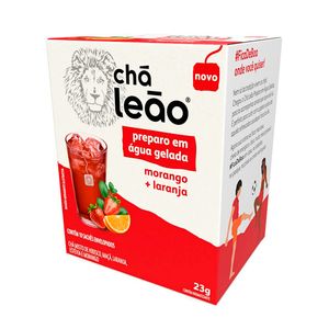 Chá Leão Preparo Gelado Sabor Morango + Laranja 10 Sachês 23g Cada