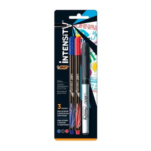 Kit Canetas Hidrográficas Extra Finas Bic Intensity + Marcador Permanente