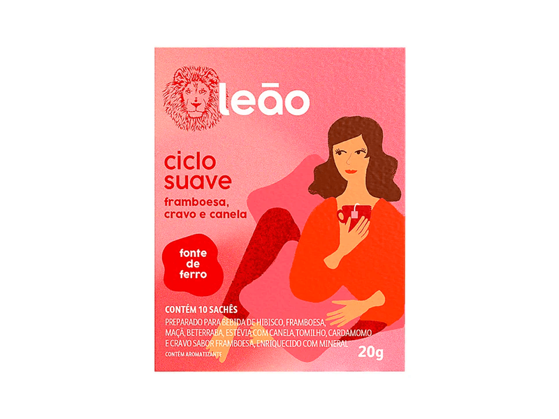 Cha-Leao-Ciclo-Suave-Sabor-Framboesa-Cravo-e-Canela-10-Saches-20g