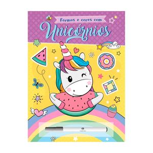 Livro Escreva e Apague Formas e Cores Com Unicórnios 1 Unidade